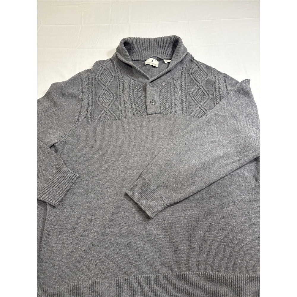 SWEATER MENS XL Shawl Collar L/S Pullover GRY KNIT  Cotton  SOUTHERN‎ PINES